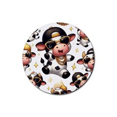Dancing Cow Coaster Rubber Round Coaster (4 Pack) by thatfashion